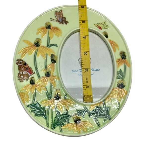 Old Tupton Ware Hand Painted Ceramic Photo Frame Yellow Flowers Butterflies - Picture 3 of 6